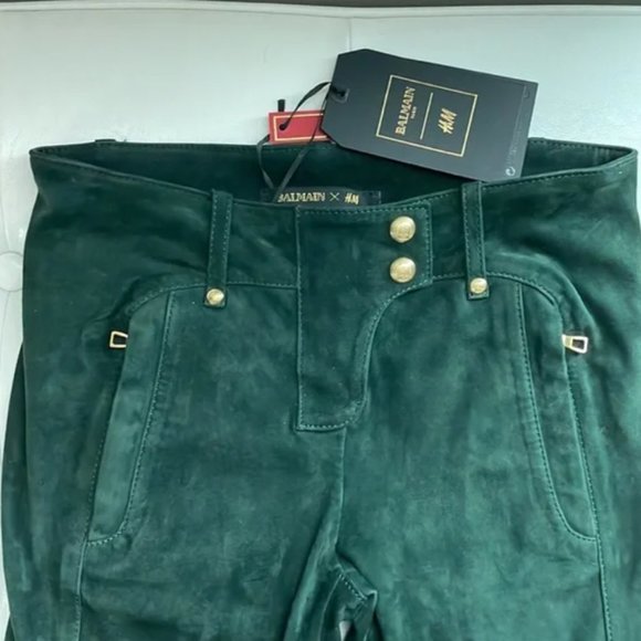 NWT BALMAIN H&M Suede Pants Size 4 - Picture 3 of 7